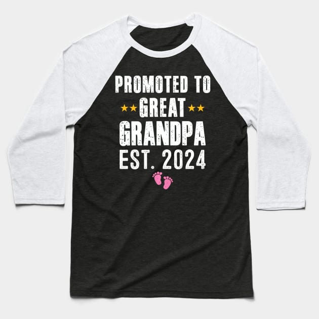 New Grandpa 2024 Promoted To Great Grandpa 2024 It's A Girl Baseball T-Shirt by Mitsue Kersting